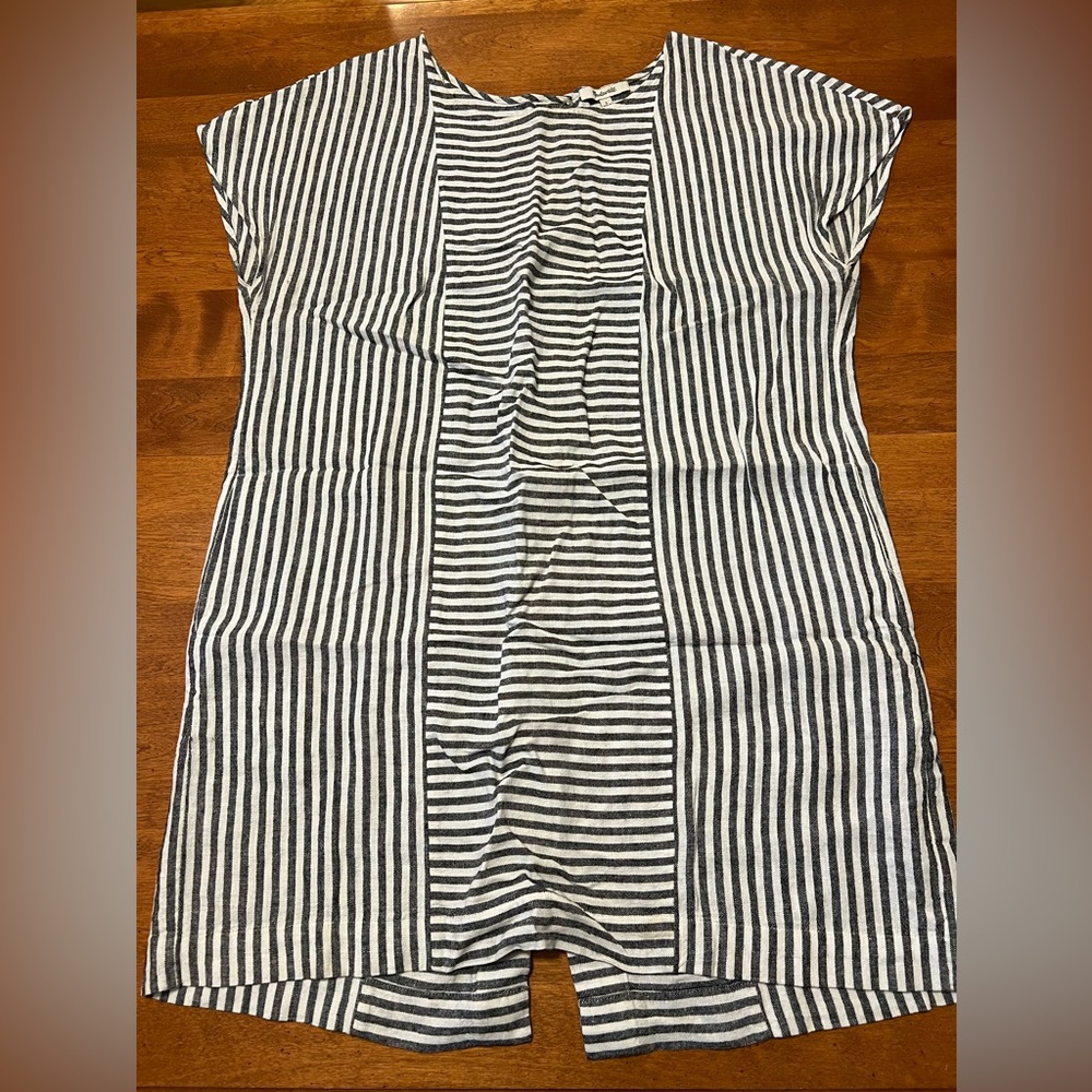 Madewell Navy and White Shift Mini Dress